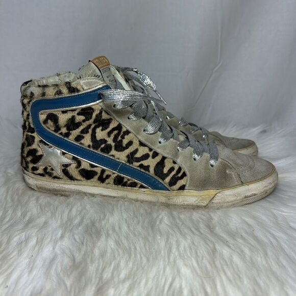 Golden Goose Slide Leopard Pony Hair Archive Heavily Damaged Sneaker Sz 40/US 10 - Picture 4 of 12